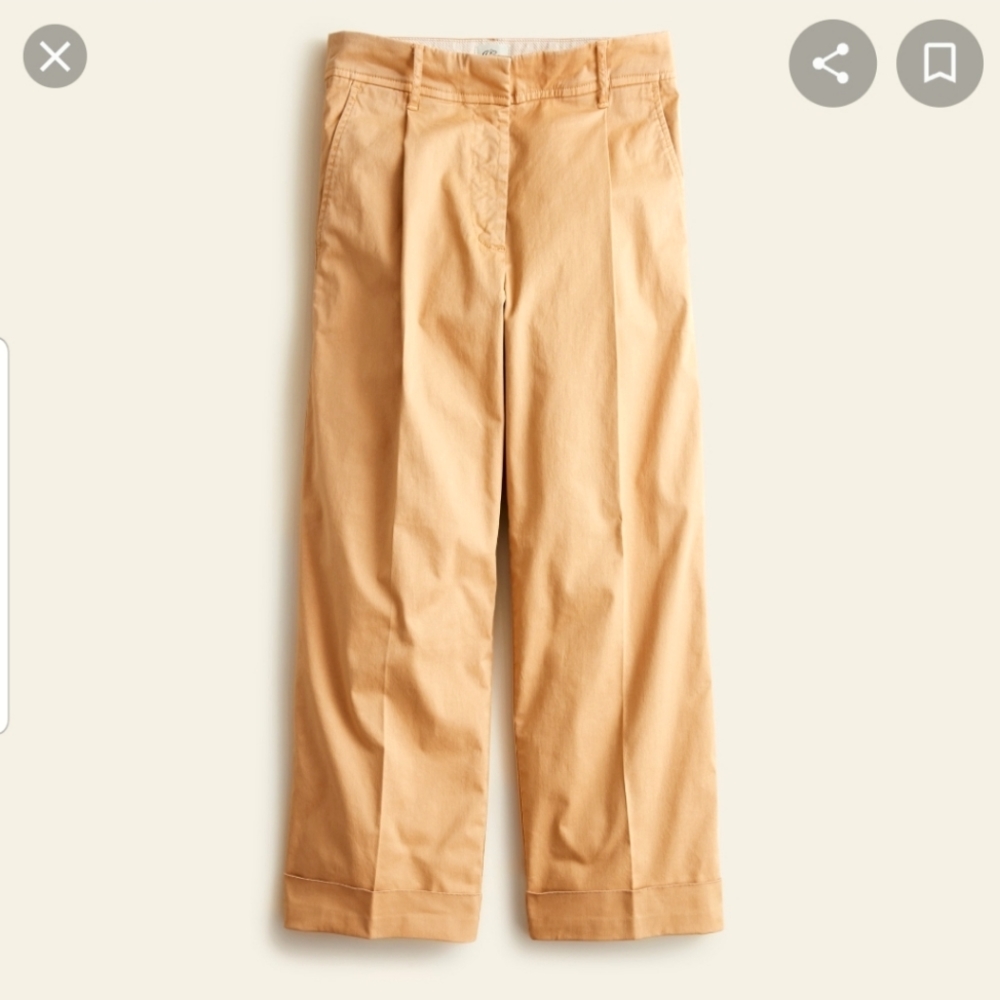 J.Crew Wide-Leg Pleated Chino Pant NWT